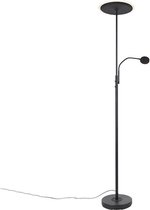 QAZQA strela - Moderne LED Dimbare Vloerlamp | Staande Lamp  met Dimmer met leeslamp - 1 lichts - H 1800 mm - Zwart -  Woonkamer | Slaapkamer | Keuken