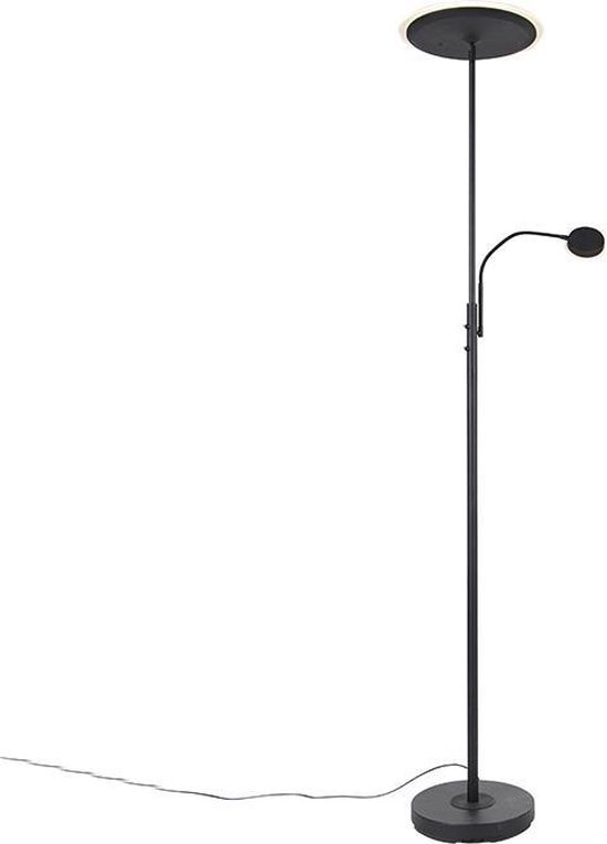 QAZQA strela - Moderne Dimbare LED Vloerlamp | Staande Lamp met Dimmer met leeslamp - 1 lichts - H 1800 mm - Zwart - Woonkamer | Slaapkamer | Keuken
