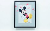 Disney Schilderij in glas Mickey Mouse is verliefd 20 CM X 25 CM