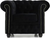 Chesterfield Fauteuil Original Fluweel | Zwart | 12 jaar garantie