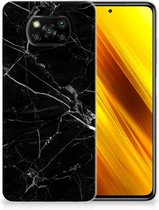 Smartphone hoesje Xiaomi Poco X3 | Poco X3 Pro Transparant Hoesje Marmer Zwart