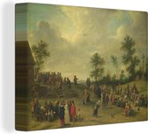 Canvas Schilderij Boerenkermis vlakbij Antwerpen - schilderij van David Teniers - 80x60 cm - Wanddecoratie