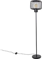 QAZQA baya - Design Vloerlamp | Staande Lamp met kap - 1 lichts - H 153.5 cm - Zwart -  Woonkamer | Slaapkamer | Keuken