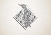 Line Art - Pinguin met achtergrond - S - 47x45cm - EssenhoutWit - geometrische wanddecoratie