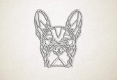 Line Art - Hond - Franse Bulldog - M - 72x60cm - Wit - geometrische wanddecoratie