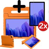 Kinderhoes Geschikt voor Samsung Galaxy Tab A7 Hoes Kinder Hoesje Kids Case Cover Kidsproof Met 2x Screenprotector - Hoesje Geschikt voor Samsung Tab A7 Hoesje Kinder Hoes - Oranje