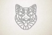 Line Art - Hond - Shiba Inu - S - 52x45cm - Wit - geometrische wanddecoratie