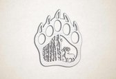 Wanddecoratie - Berenklauw met hert en bomen - S - 54x45cm - EssenhoutWit - muurdecoratie - Line Art