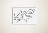 Wanddecoratie - Wandpaneel haai - M - 60x88cm - Wit - muurdecoratie - Line Art