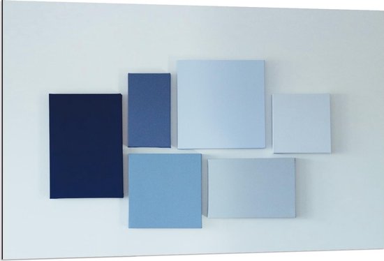 Dibond - Blauwe Kleurenwaaier - 120x80cm Foto op Aluminium (Wanddecoratie van metaal)