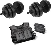 Tunturi - Fitness Set - Tunturi Vinyl Dumbbellset 28kg - Gewichtsvest 10 kg