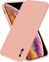 ShieldCase geschikt voor Apple iPhone X / Xs vierkante silicone case - roze - Siliconen hoesje - Shockproof case hoesje - Backcover case - Bescherming