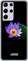6F hoesje - geschikt voor Samsung Galaxy S21 Ultra -  Transparant TPU Case - Purple Flower in the Dark #ffffff