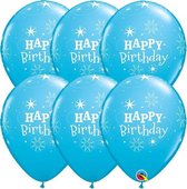Qualatex - Ballonnen Happy Birthday Sterren Blauw 6 stuks