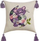 Coussin broderie Permin chat 2859