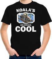 Dieren koalaberen t-shirt zwart kinderen - koalas are serious cool shirt  jongens/ meisjes - cadeau shirt koala beer/ koalaberen liefhebber S (122-128)