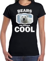 Dieren ijsberen t-shirt zwart dames - bears are serious cool shirt - cadeau t-shirt witte ijsbeer/ ijsberen liefhebber S