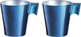 Set de 4x tasses / tasses à expresso bleu foncé 80 ml - Tasses à café en céramique