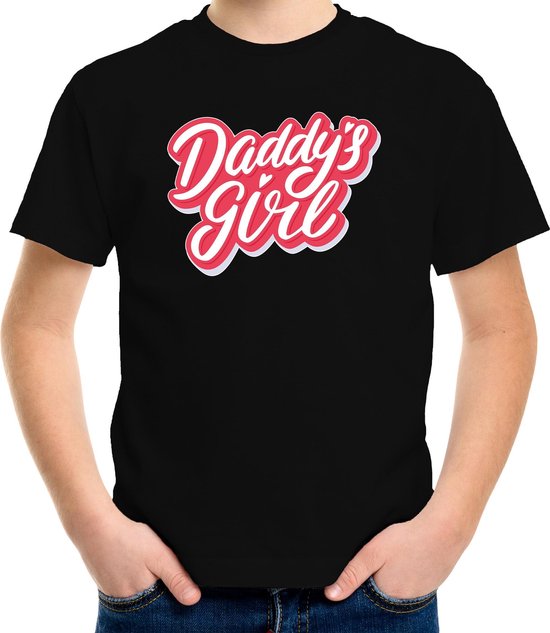 Daddys girl vaderdag cadeau t-shirt zwart voor meisjes - Vaderdag / papa kado 110/116
