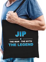 Naam cadeau Jip - The man, The myth the legend katoenen tas - Boodschappentas verjaardag/ vader/ collega/ geslaagd