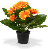 Gerbera kunstplant 30 cm oranje in pot