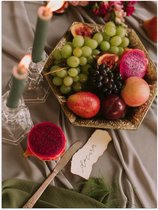 Poster – Fruitmand met Fruit en met Kaarsen  - 30x40cm Foto op Posterpapier