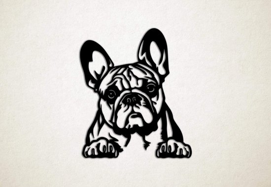 Wanddecoratie - Hond - Franse Bulldog 5 - M - 70x60cm - Zwart - muurdecoratie - Line Art