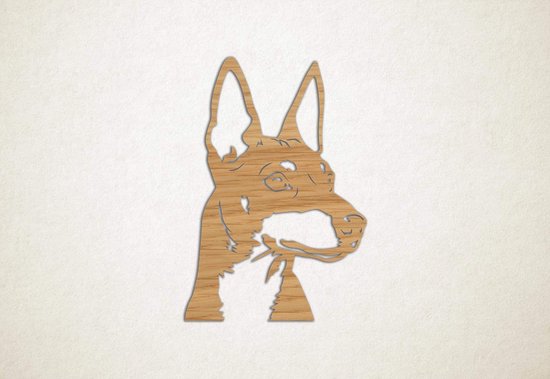 Wanddecoratie - Hond - Manchester Terrier 5 - M - 87x60cm - Eiken - muurdecoratie - Line Art