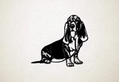 Wanddecoratie - Hond - Basset Hound 1 - L - 75x83cm - Zwart - muurdecoratie - Line Art