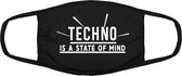 Techno is a state of mind mondkapje | muziek | festivals | techno | tekno | grappig | gezichtsmasker | bescherming | bedrukt | logo | Zwart mondmasker van katoen, uitwasbaar & herb