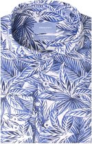Tresanti Heren Overhemd Wit Met Blauwe Blader Print Cutaway Tailored Fit - 39