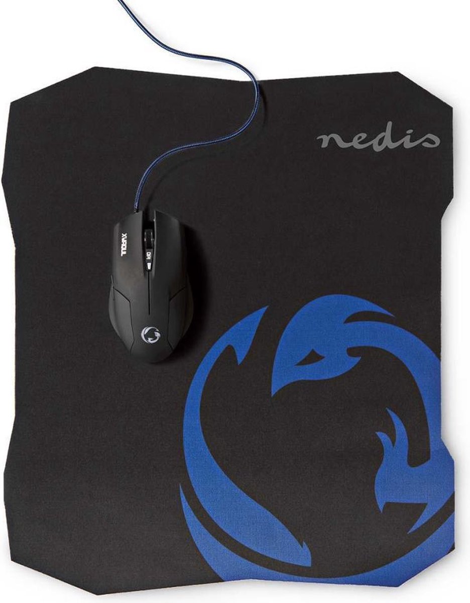 Nedis Gaming Muis & Muismat – Bedraad – 2400 DPI – Optisch – Ergonomisch – Zwart thumbnail 4