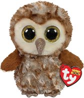 TY Beanie Boo's Knuffel Uil Percy 15 cm - Wit | Bruin