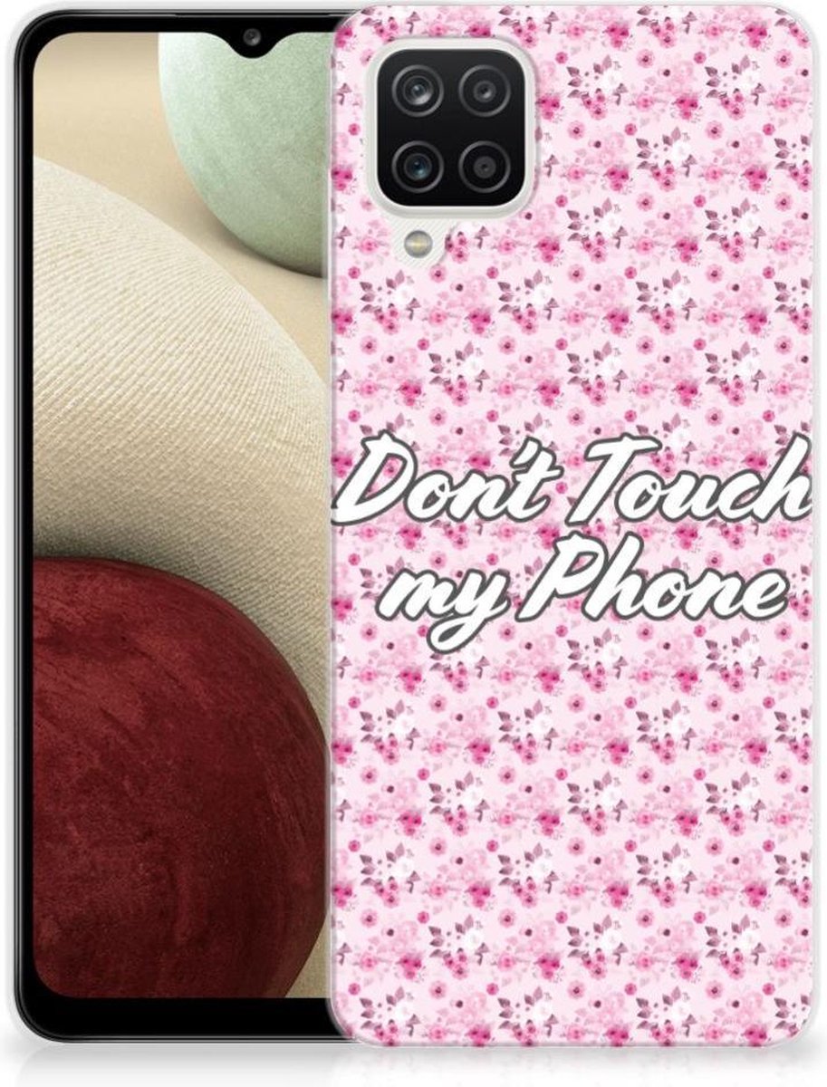 Samsung Galaxy A12 Silicone-hoesje Flowers Pink DTMP