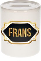 Frans naam cadeau spaarpot met gouden embleem - kado verjaardag/ vaderdag/ pensioen/ geslaagd/ bedankt