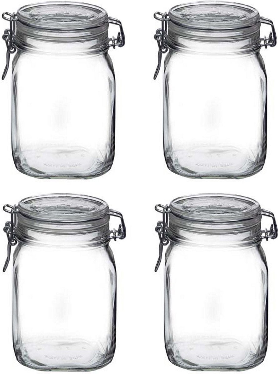 12x stuks glazen weckpotten 1 Liter - Bewaarpotten - Klempotten voor conserven - Keuken artikelen voedsel bewaren