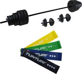 Tunturi - Fitness Set - Vinyl Barbell/Dumbbell Set 50Kg  - Weerstandsbanden 4 stuks