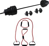 Tunturi - Fitness Set - Vinyl Barbell/Dumbbell Set 50Kg  - Tubing Set Rood