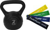 Tunturi - Fitness Set - Weerstandsbanden 4 stuks - Kettlebell 2 kg