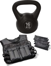 Tunturi - Fitness Set - Gewichtsvest 10 kg - Kettlebell 16 kg