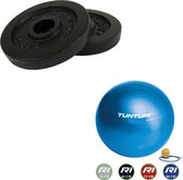 Tunturi - Fitness Set - Halterschijven 2 x 1,25 kg - Gymball Blauw 90 cm