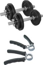 Tunturi - Fitness Set - Halterset 20 kg incl 2 Dumbbellstangen  - Knijphalters 2 stuks