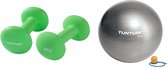 Tunturi - Fitness Set - Neopreen Dumbbellset 2 x 4 kg  - Gymball Zilver 90 cm