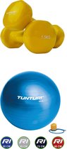 Tunturi - Fitness Set - Vinyl Dumbbell 2 x 1,5 kg  - Gymball Blauw 55 cm