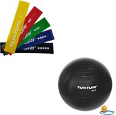 Tunturi - Fitness Set - Weerstandsbanden 5 stuks - Gymball Zwart 90 cm