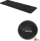 Tunturi - Fitness Set - Fitnessmat 180 x 60 x 1,5 cm - Gymball Zwart 55 cm