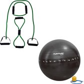 Tunturi - Fitness Set - Tubing Set Groen - Gymball Zwart met Anti Burst 90 cm