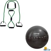 Tunturi - Fitness Set - Tubing Set Groen - Gymball Zwart met Anti Burst 75 cm