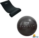 Tunturi - Fitness Set - Fitnessmat 160 x 60 x 0,7 cm - Gymball Zwart met Anti Burst 55 cm