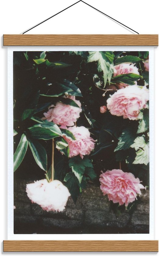 Schoolplaat – Struik met Roze Bloemen - 30x40cm Foto op Textielposter (Wanddecoratie op Schoolplaat)